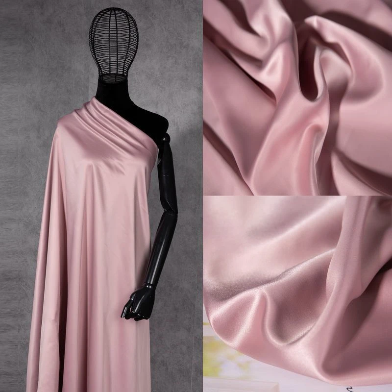 Leather Pink Silky Smooth Flowing Dress, Formal Camisole Skirt Fabric Imported Glossy Acetate Satin Fabric