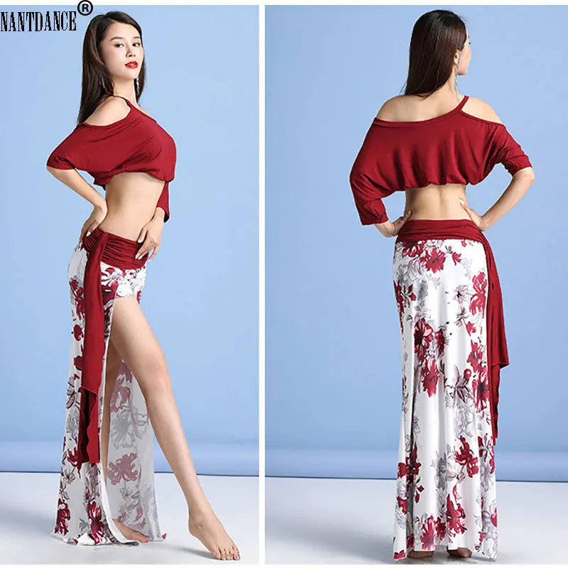 Women Belly Dance Practice Clothes Oriental Performance Long Skirt Suit Korea Dance Wear Training Clothing Cha Cha Bachata