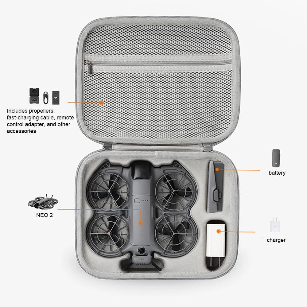 حقيبة حمل لـ DJI NEO2، حقيبة واقية لتخزين السفر من البولي يوريثان المحمولة المدمجة لطائرة NEO2 بدون طيار وملحقات محور الشحن ثنائي الاتجاه #3