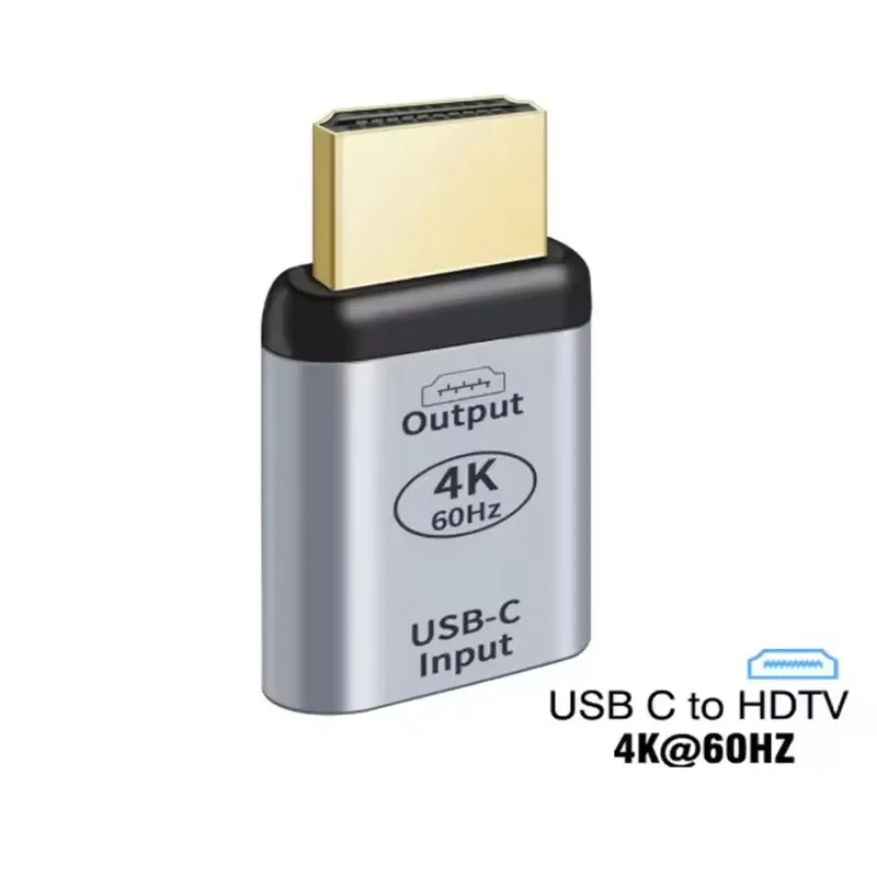USB C Female to HDMI Male Adapter 4K 60HZ High Speed Plug and Play USB3.1 Type C to HDMI for PC Phone Tablet