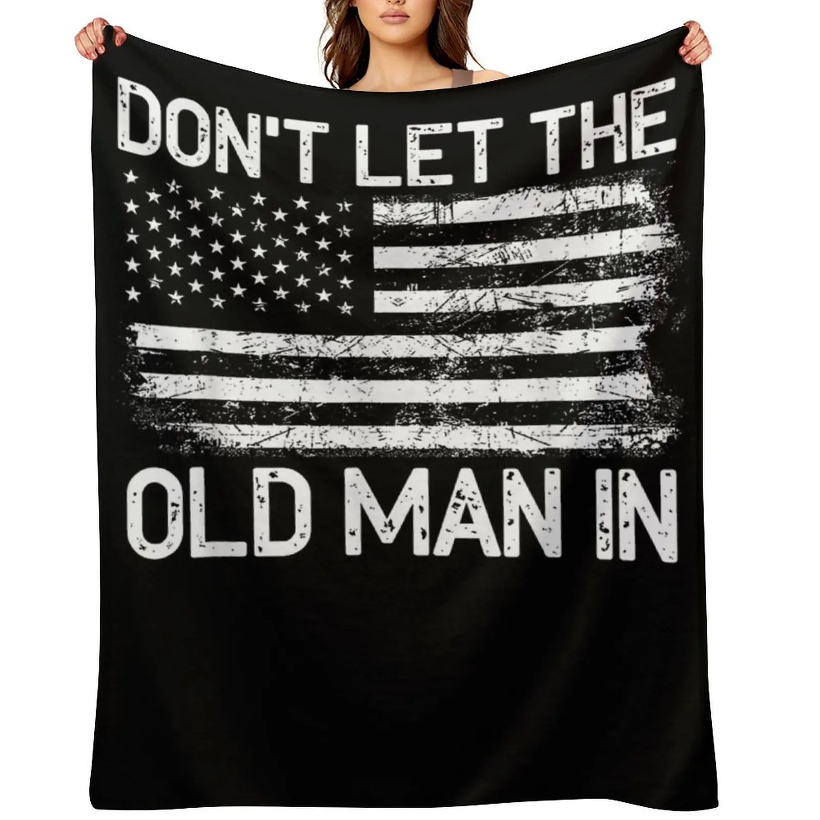 

Retro Old Man In Vintage American Flag Usa Throw Blanket Decorative Sofa Camping Sofas Tourist Blankets