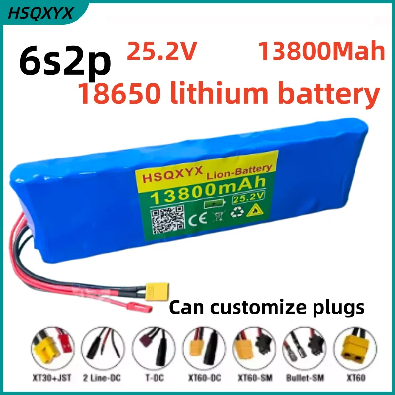 18650 rechargeable lithium battery with BMS protection board, lithium-ion battery pack 25.2V 6800mAh 6s2p , and charger