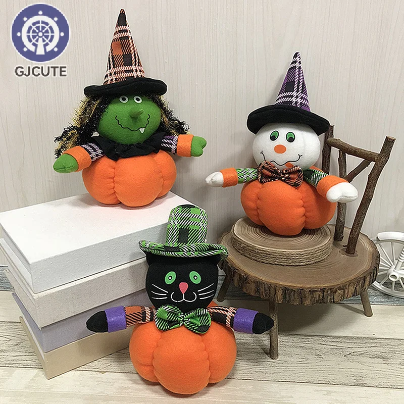 Cartoon Pumpkin Witches Girl Toys Soft Stuffed Dolls Toy Children Gift Pumpkin Witches Dolls Halloween Party Decoration