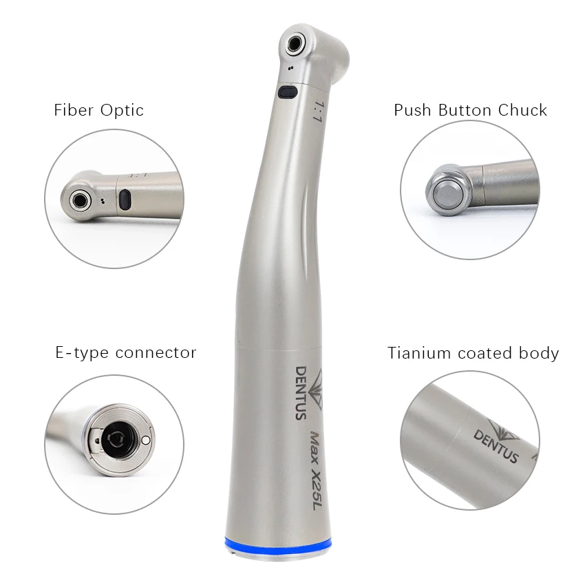 Contra Angle Handpiece 1:1 Direct Drive Fiber Optic Dentistry Low Speed Handpiece E Type Electric Micromotor Dental Hand Piece