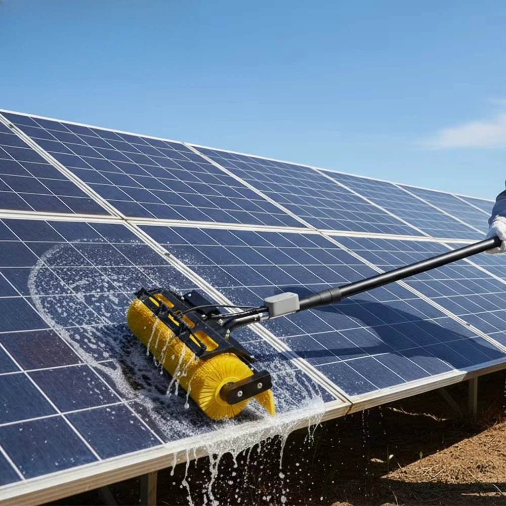 Telescopic Water Fed Pole Brush Kit Solar Panel Cleaning Brush Roller Brush 7.5m Telescopic Pole Aluminum Alloy