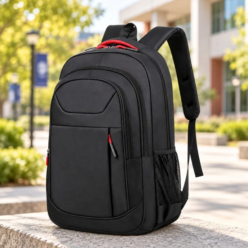 Solid Color Lightweight Backpack, Portable Double Shoulder Daypack for Men & Women, Daily Travel, Commuting & School