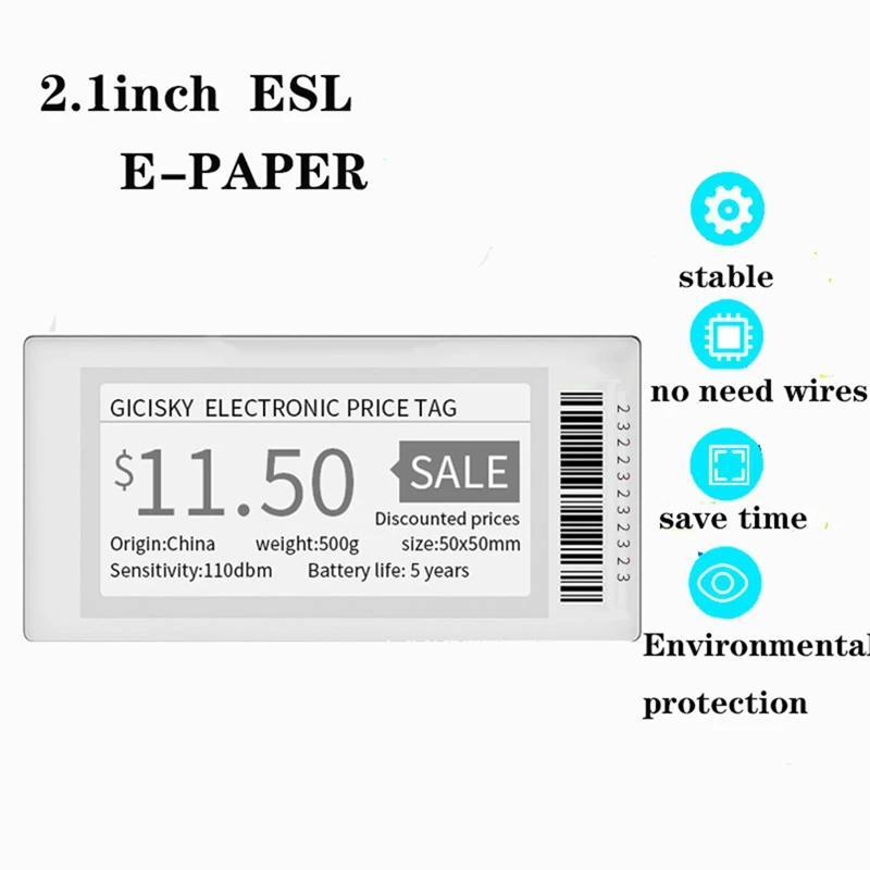 B37B-2.1 Inch Electronic Price Tag ESL TFT Screen Display No Messy Writing Bluetooth Connect Management For Android APP