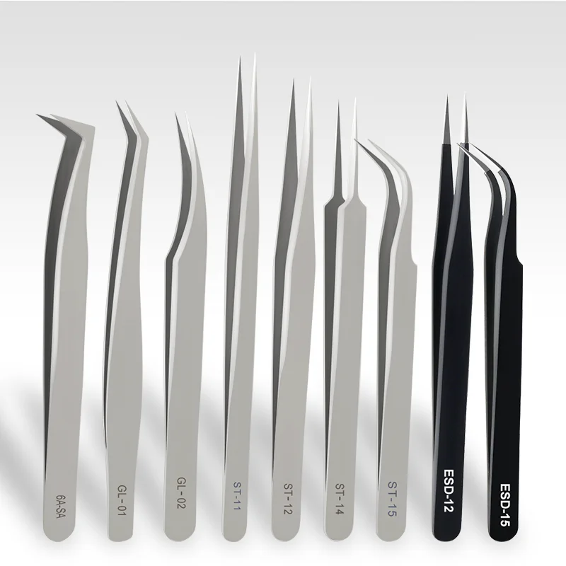 GLAMLASH ESD ST SA Series Anti-static Eyelash Extension Tweezer Curved Lash Tweezer Straight Tip Tweezer Makeup Tool