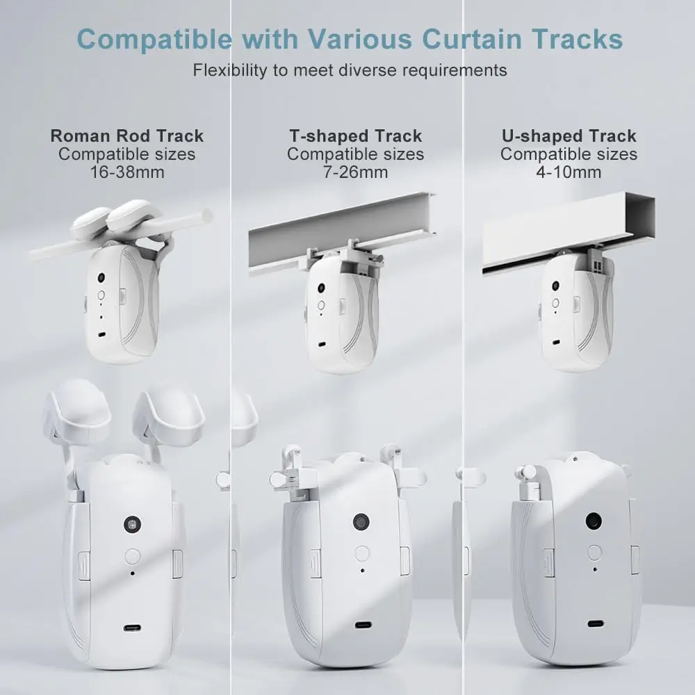 Controlador inteligente de cortina Wi-Fi - sem necessidade de instalação, controlado por aplicativo, temporizador, sensor de temperatura e luz, controle remoto.