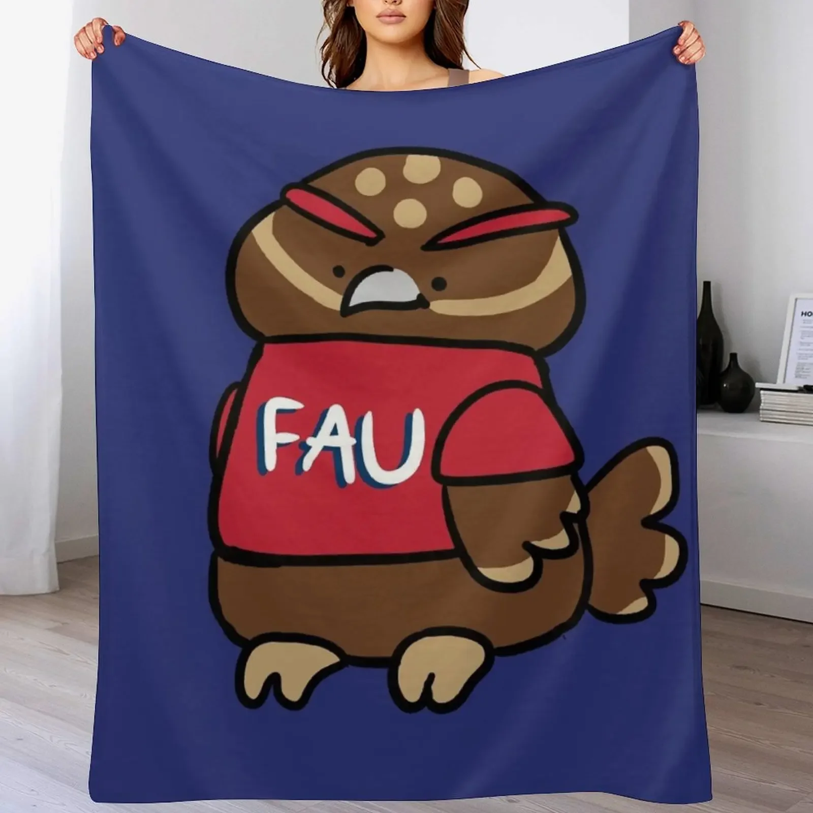 

Owlsley the Owl - Florida Atlantic University Throw Blanket Beach Decorative Throw Blankets