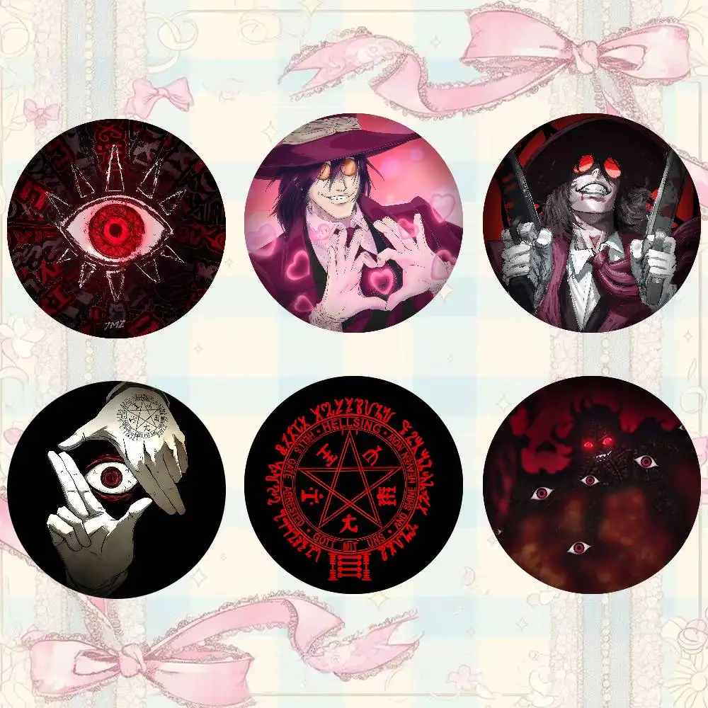 Anime H-Hellsing A-Alucard Badges Peripheral Lapel Pins Tinplate Round Brooch For Shoulder Bag Accessories Souvenir Gifts