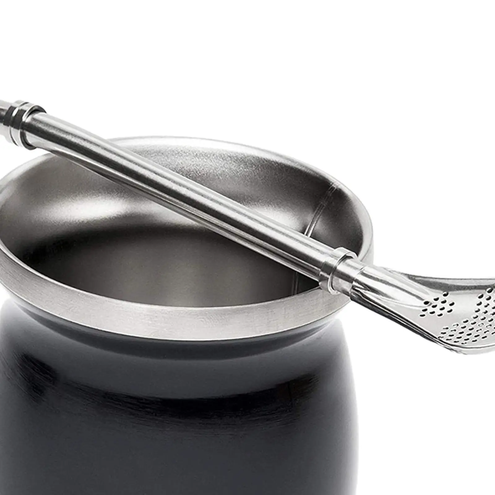 Cup Stainless Steel Double Walled Double Walled Mug with Straw Spoon Gift Traditional Mate Cup,for Coffee,Tea, Cold Beverage