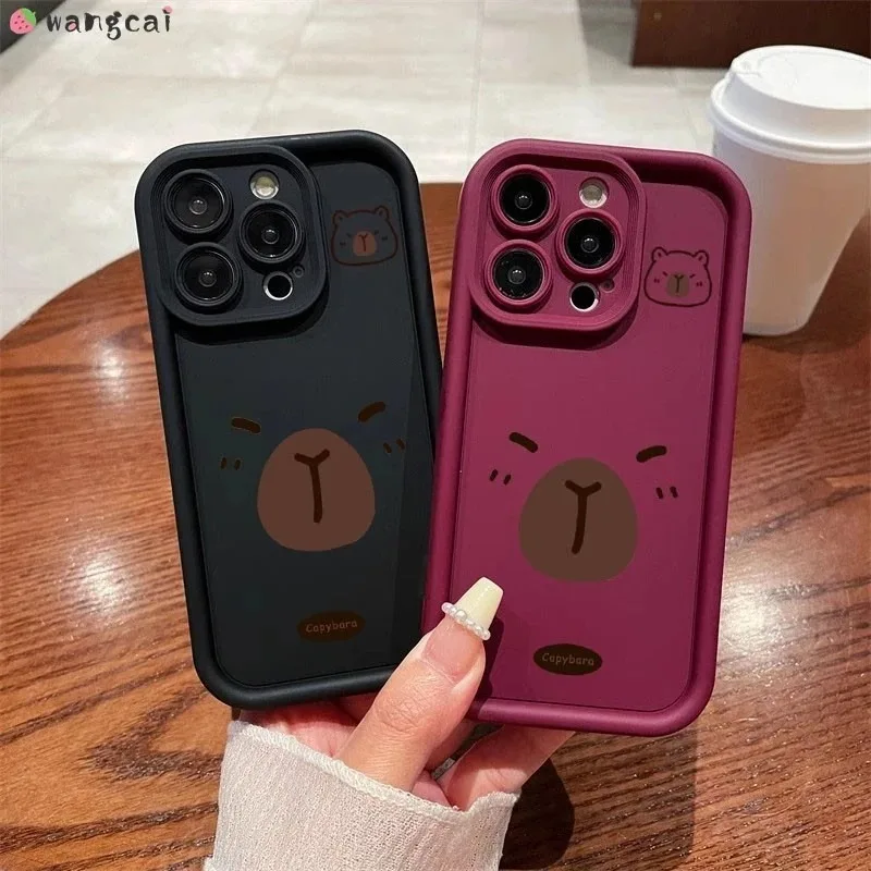 لسامسونج غالاكسي A36 A56 A55 A54 A35 A34 A33 A32 A53 A52s A71 A51 M40s A50s A30s A02s جراب هاتف براون كابيبارا غطاء لطيف #3