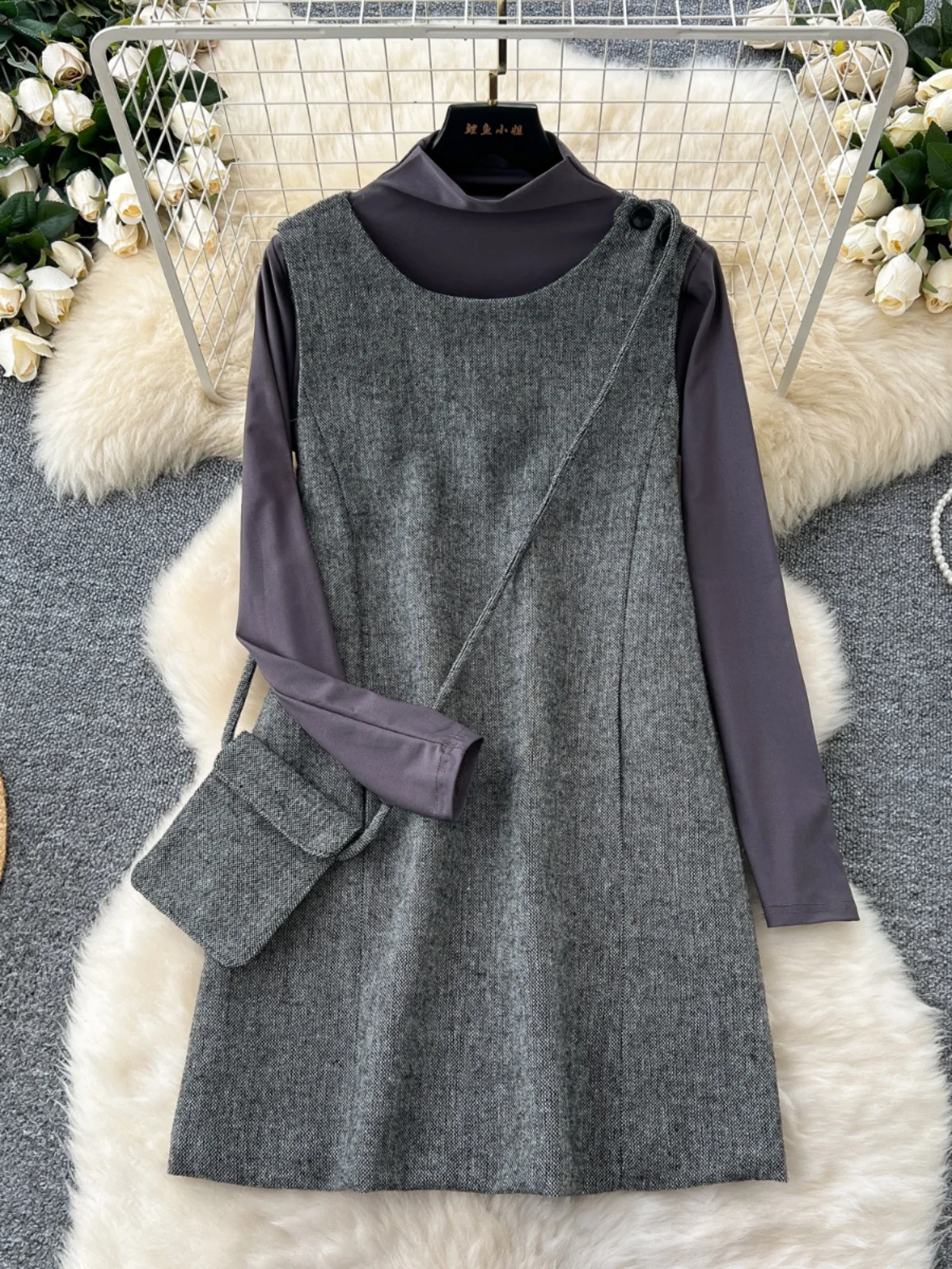 Faionable gilet Dr ensemble femme longue Sve couche de Base haut Bot tenue automne hiver trajet Sle deux pièces costume