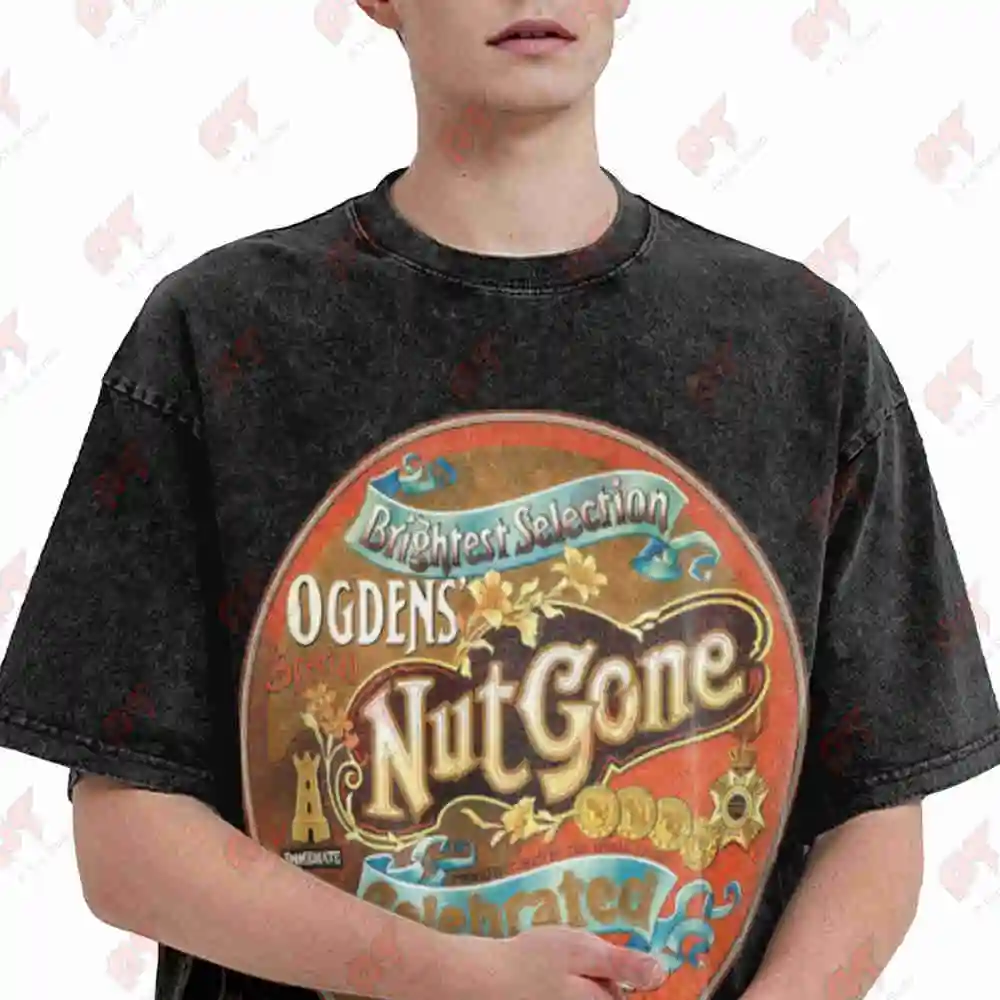 Small Faces Ogdens Nut Gone Flake Vintage Washed Tee Pure Cotton T-Shirt
