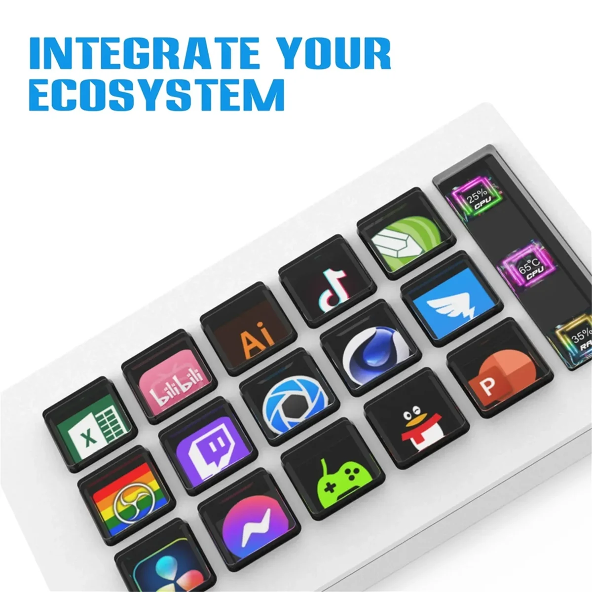 

For StreamDeck Visual Keyboard LCD Button 15 Keys Live Content Creation Controller Custom Button for Windows/IOS (Black)HUG