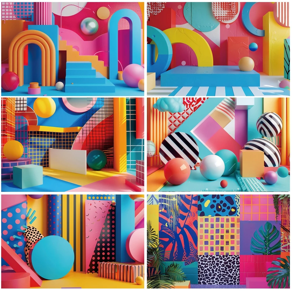 

MOON.QG 3D Vibrant Geometric Art Backgrounds For Photographs Shape Interior Tropical Plant Backdrop Party Photozone Studio Decor
