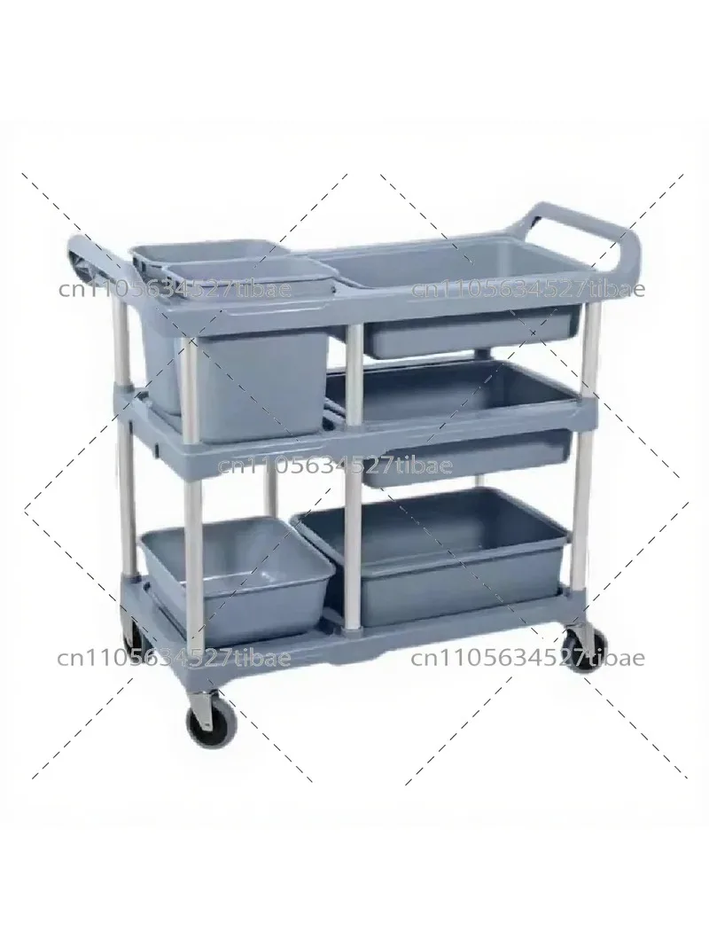 Kitchen Hotel Household Plastic 3-Tier Mobile Utility Cart Tableware Storage Serving Cart Restaurant Cleaning Service Trolley