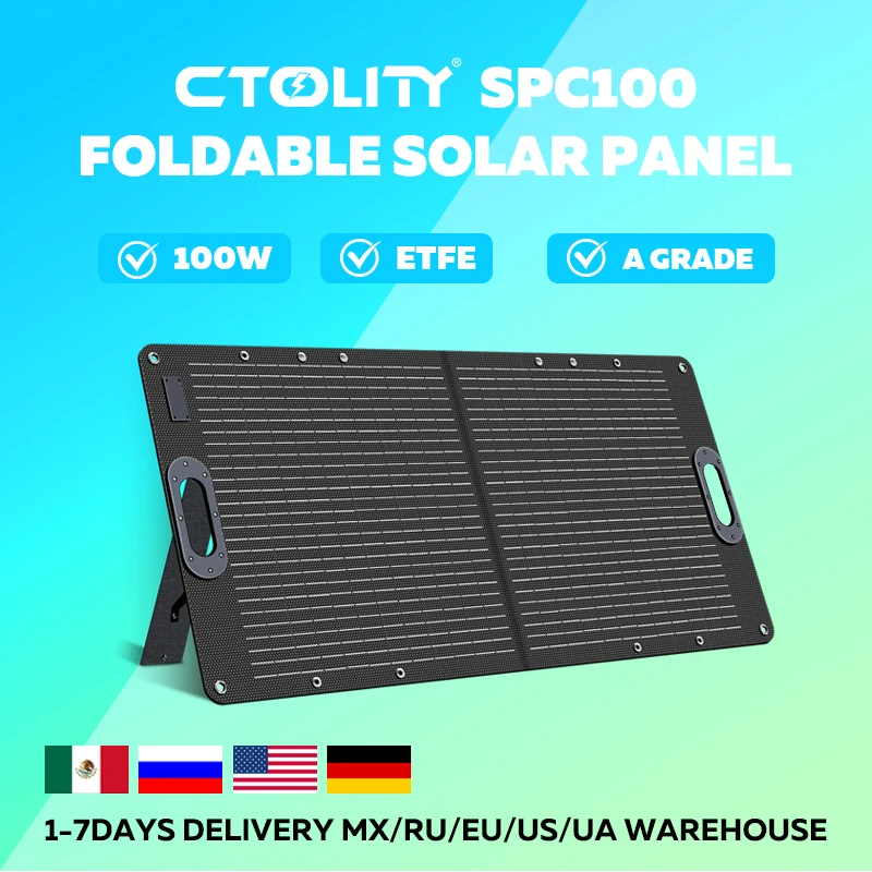 

CTOLITY SPC100 100 Вт ETFE Солнечная панель Полный комплект Складная эффективность Солнечная батарея 23% 20,5 В для электростанции и кемпинга Туризм RV