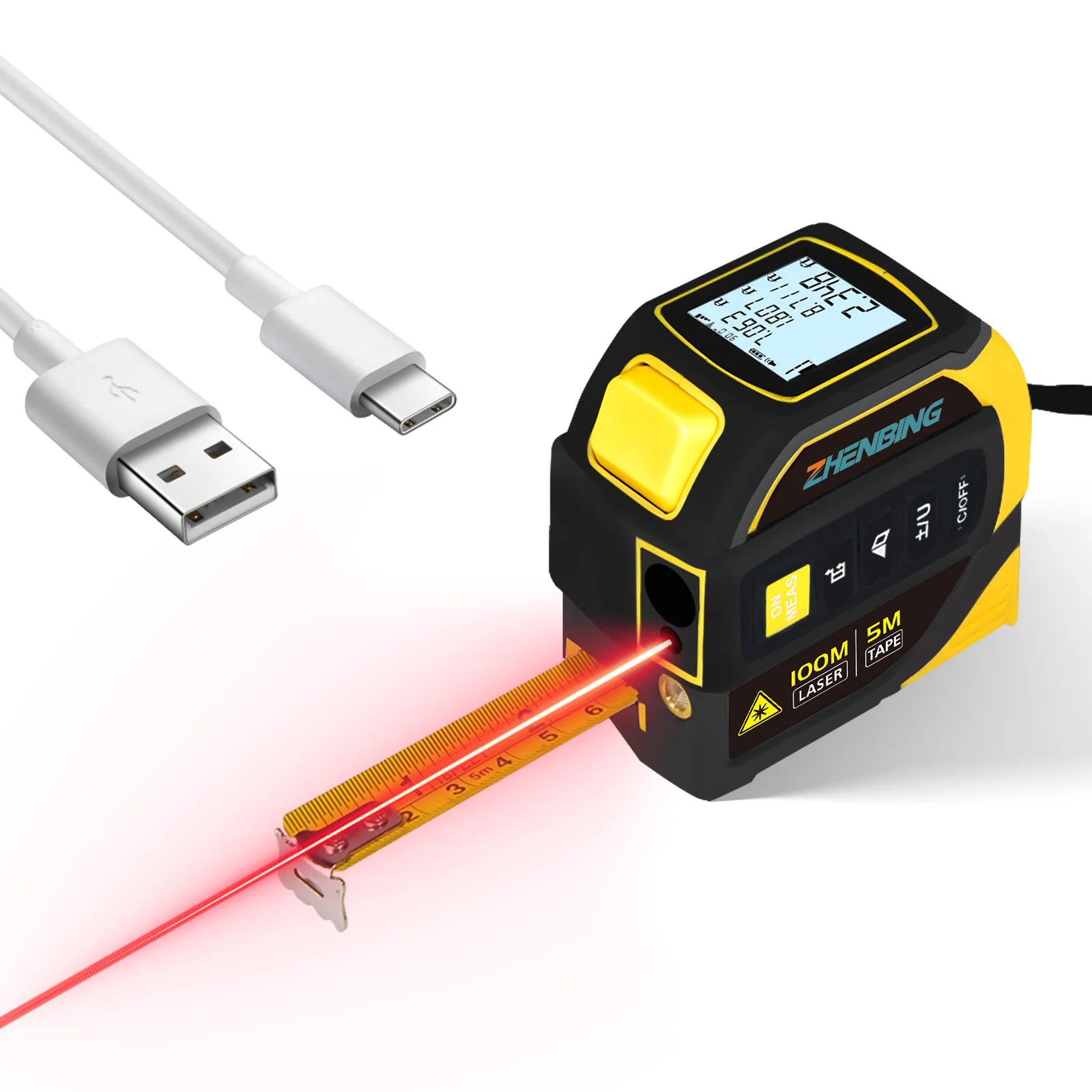 ZHENBING 100m Portable One-button Laser Measurement Auto Lock Steel Tape Measure Electric Angle Laser Distance Meter - Image 2