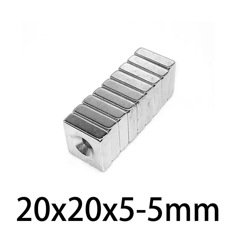 2/5/10/20/30PCS 20x20x5-5mm Countersunk Block Powerful Strong Magnetic Magnets 20x20x5-5 mm Square Neodymium Magnet 20*20*5-5