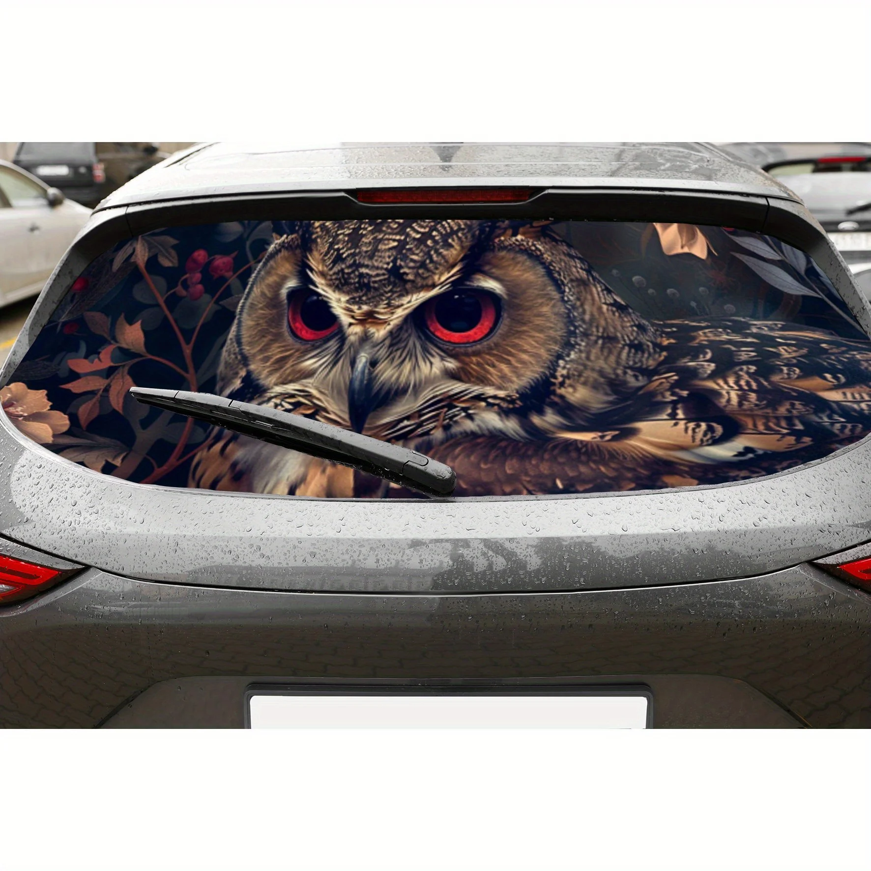 

Vigilant red eyes owl car rear window vinyl wraps sticker,auto art sticker,self-adhesive waterproof rear window decoration,gener