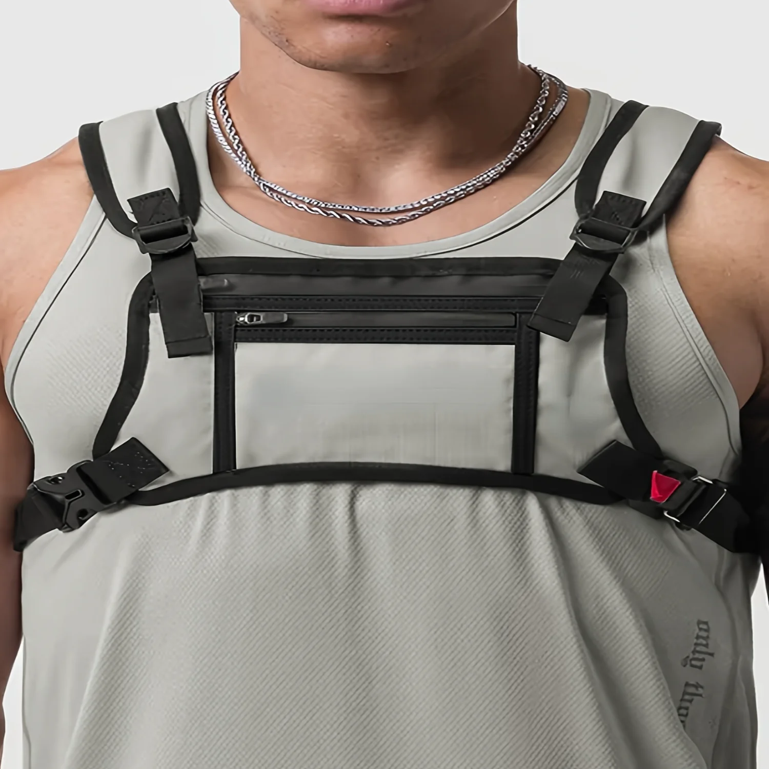 Men's Sports Chest Rig Bag, Athletic Training Gear, Fitness Workout Utility Vest, Adjustable Straps, Breathable Mesh, Lightweigh