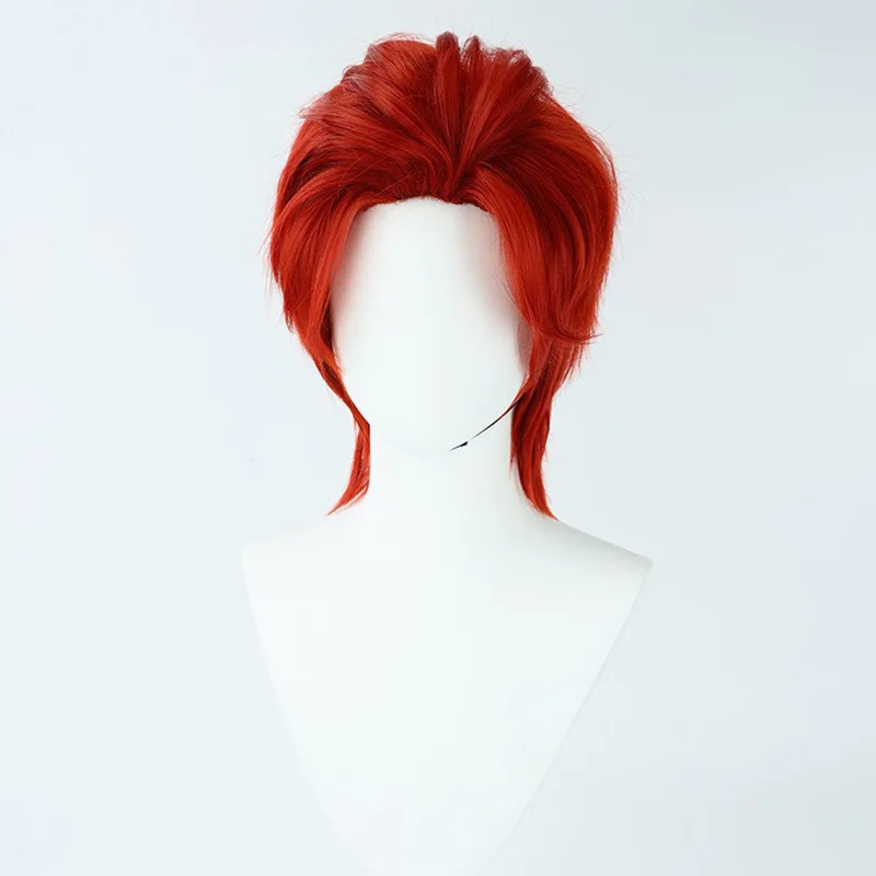 Shanks peruca cosplay vinho tinto meio com camadas e viradas nas extremidades