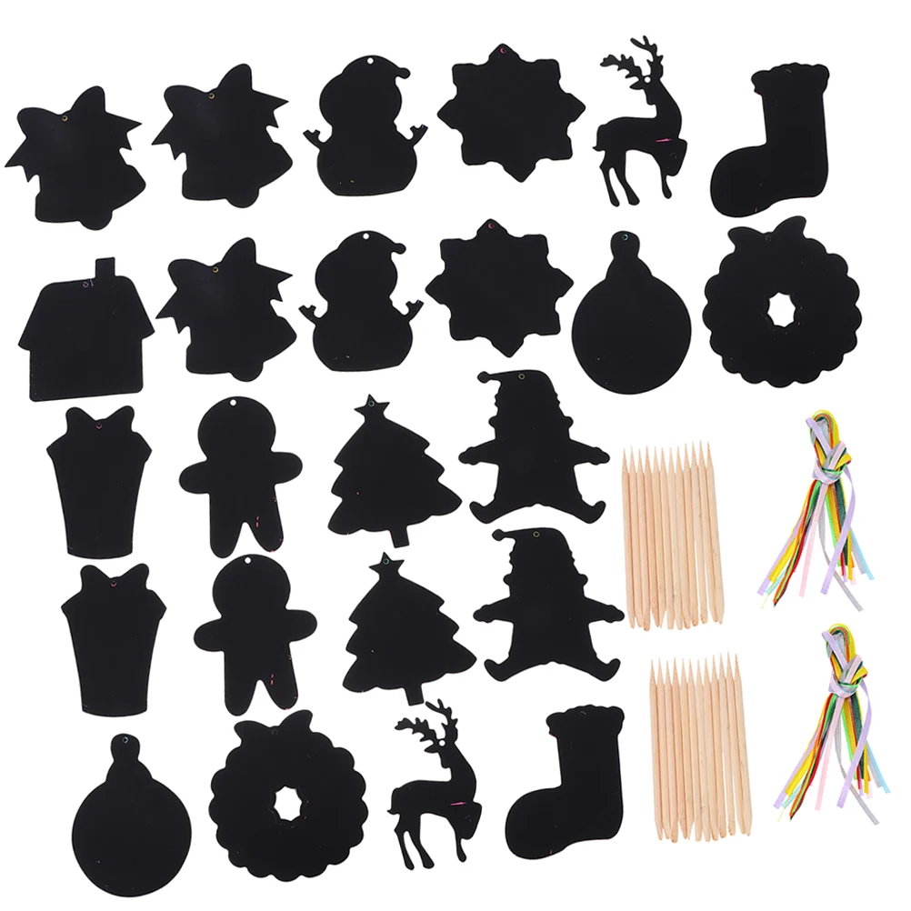 1 ชุดกระดาษวาดภาพคริสต์มาสธีม Hangable ศิลปะหัตถกรรมรูปแบบที่มีสีสันเปิดเผยงานรื่นเริงตกแต่ง DIY