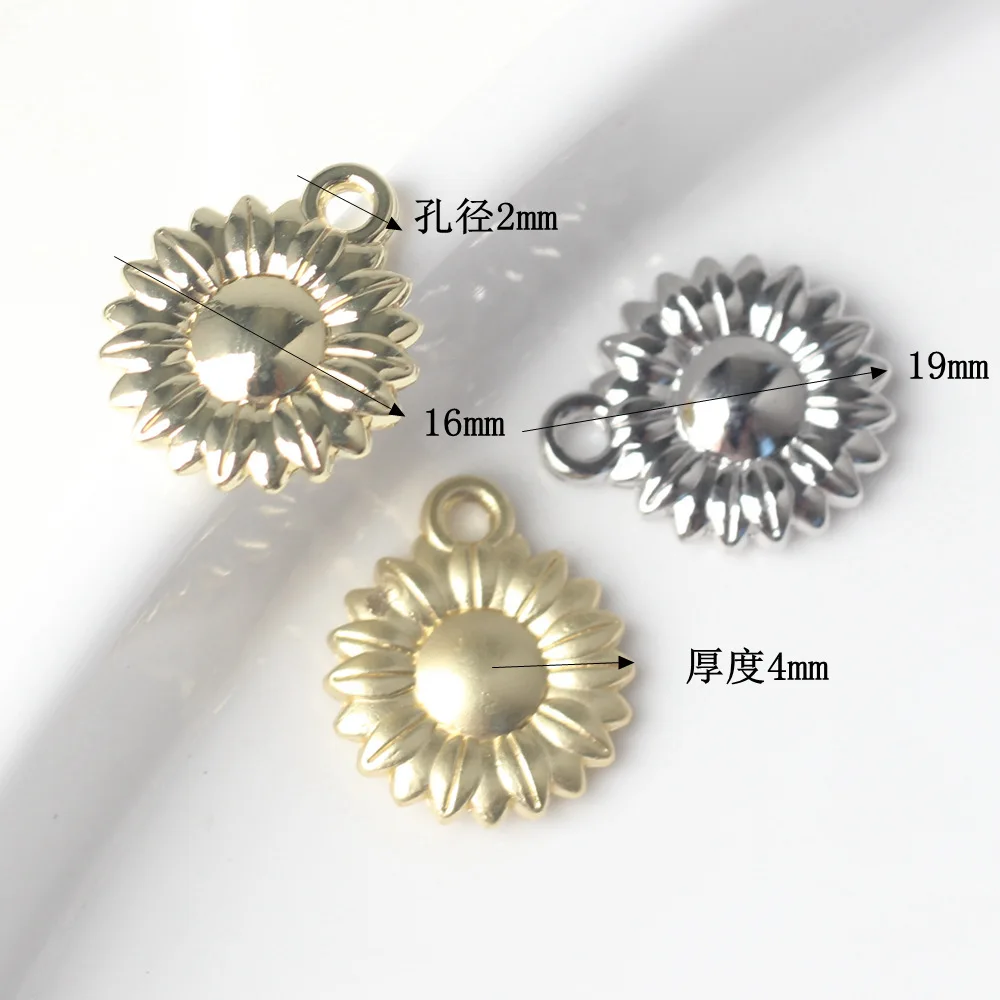 10 Pcs/lot 19*16MM Zinc Alloy Charms Simple Sunflower Pendant for DIY Necklaces Bracelet Jewelry Making Accessories