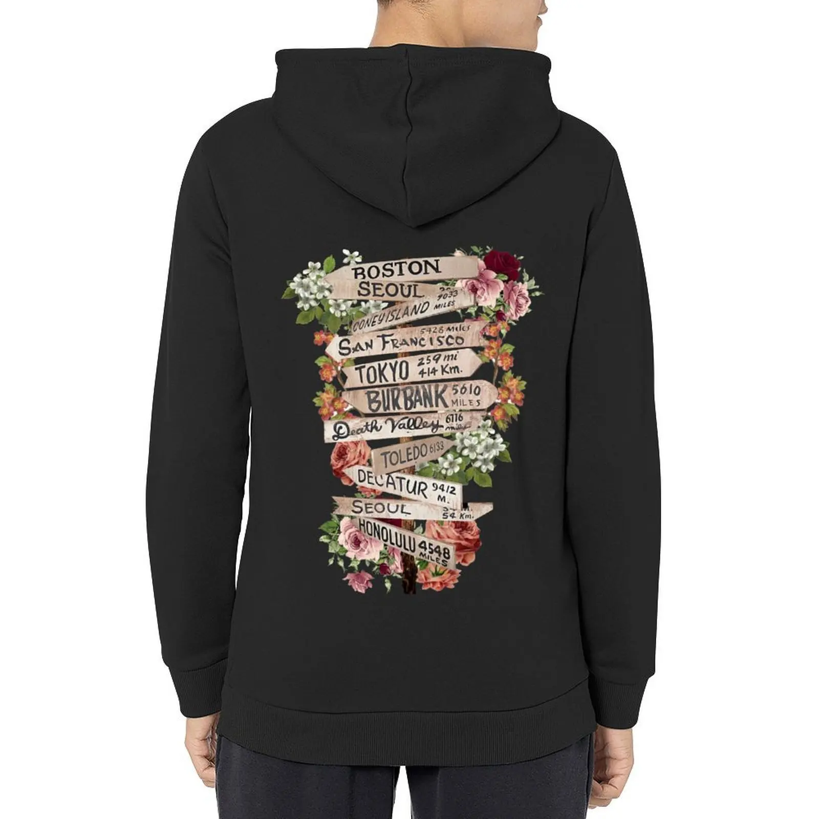 

M*A*S*H Signpost with Flowers Hoodie korean autumn clothes men's sweat-shirt set men wear autumn clothes tracksuit men