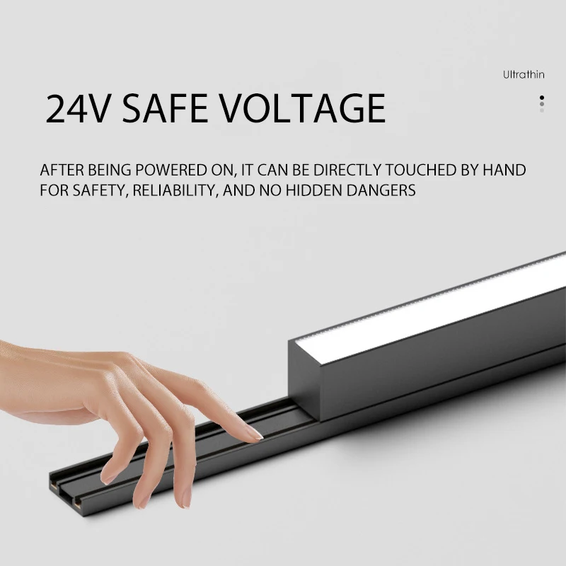 Surface Mounted Ultra-thin Magnetic Track 1/1.5/2m Super Suction Power DC24V Safe Voltage Touchable Lamp Track Easy Installation