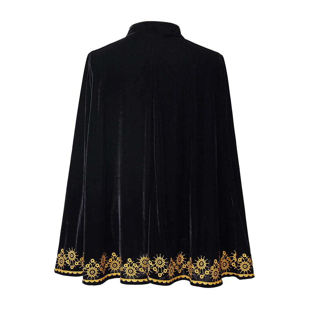 (in stock)Medieval King Prince Cospaly Cloak Halloween Party Carnival Performance Festive Black Kings Cape