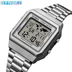 SYNOKE Top Brand Luxury Stainless Steel Chrono Sport Watches Men Back Light Display Digital Wristwatch 5Bar Waterproof Reloj Hom