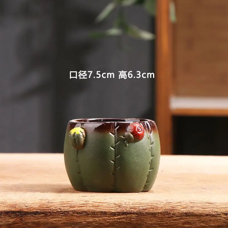 Cactus Succulent Flowerpot Ceramic Household Green Plant Coarse Ceramic Breathable Ceramic Pot Small Clay Pots Flower Plate