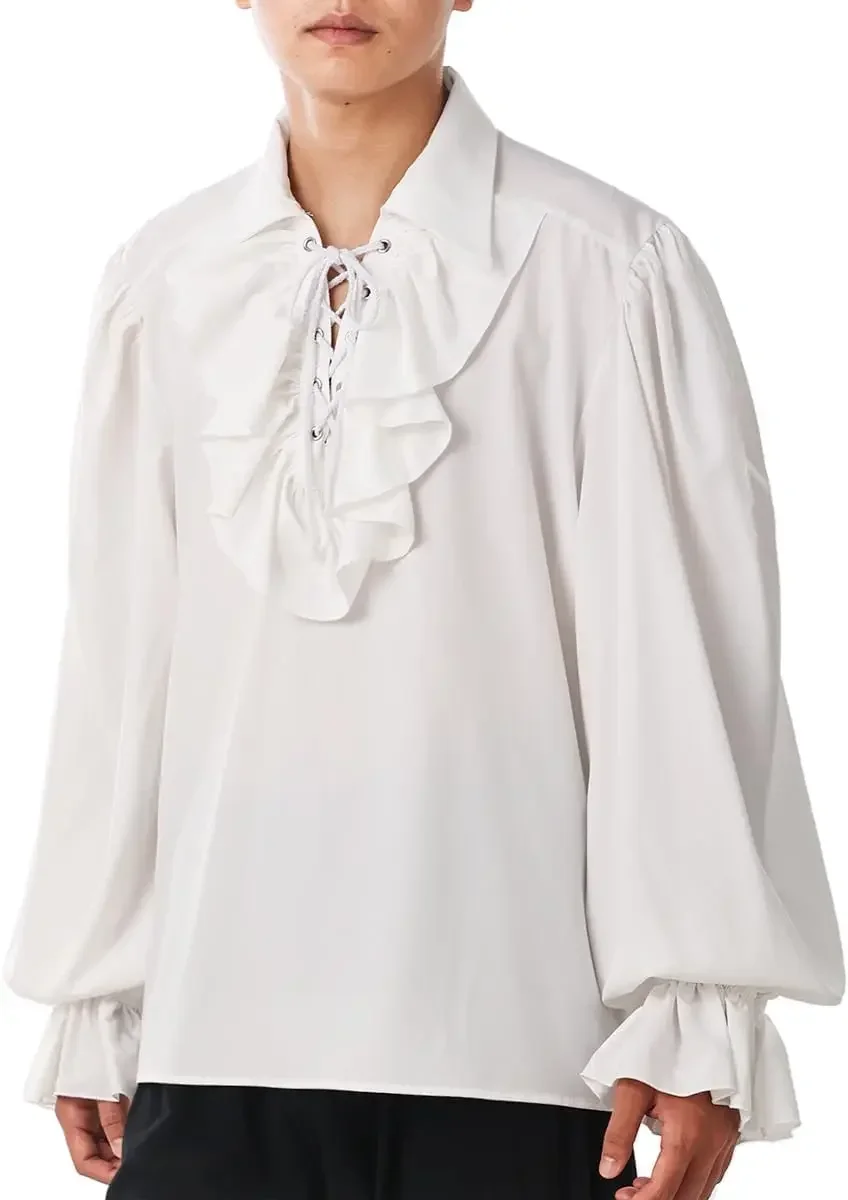 Mens Pirate Shirt Ruffle Colonial Shirt Renaissance Poet Shirt Steampunk Vampire Gothic Medieval Costume