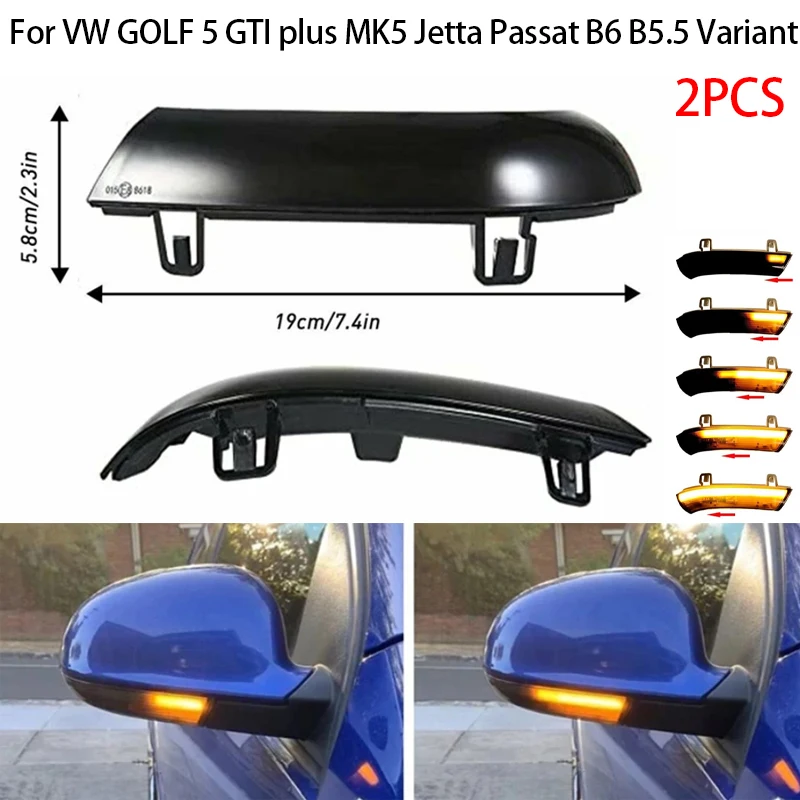 For Volkswagen GOLF 5 GTI plus MK5 Jetta Passat B6 B5.5 Variant LED Dynamic Blinker Turn Signal Light Yellow running light