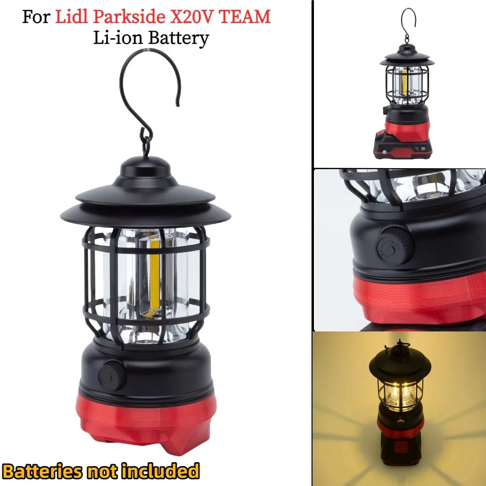 

Portable Lithium Ion LED Work Light for Lidl Parkside X20V TEAM Li-ion Battery Outdoor Camping Lantern Fishing Lamp(No Battery)
