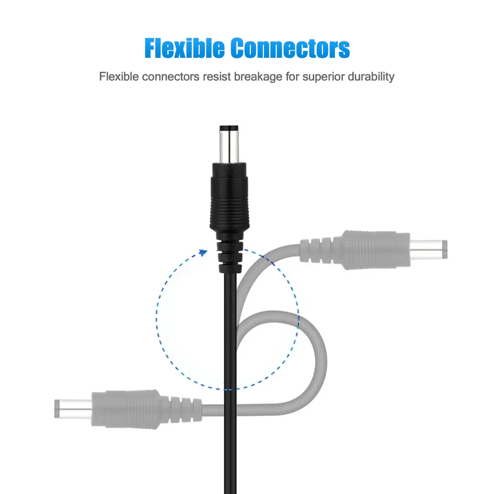 Imagem -04 - Plug para Câmera Cctv Cabo de Extensão Metros dc 12 v Power 5.5 mm x 2.1 mm 20 ft 3m m 10m 12 Volt dc