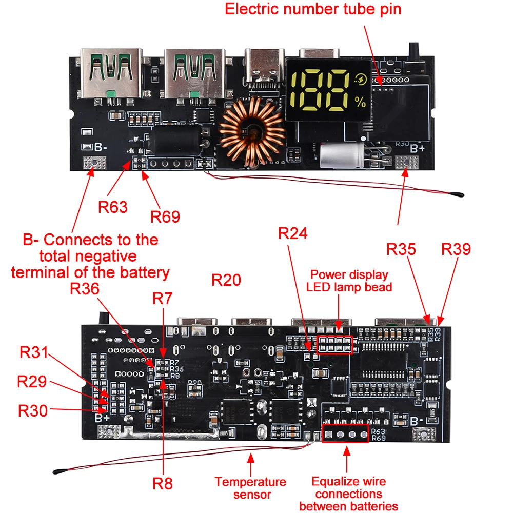 Chargeur de batterie 18650, Module de Protection, Power Bank, carte de Module PCB, double USB, charge rapide avec Protection BMS