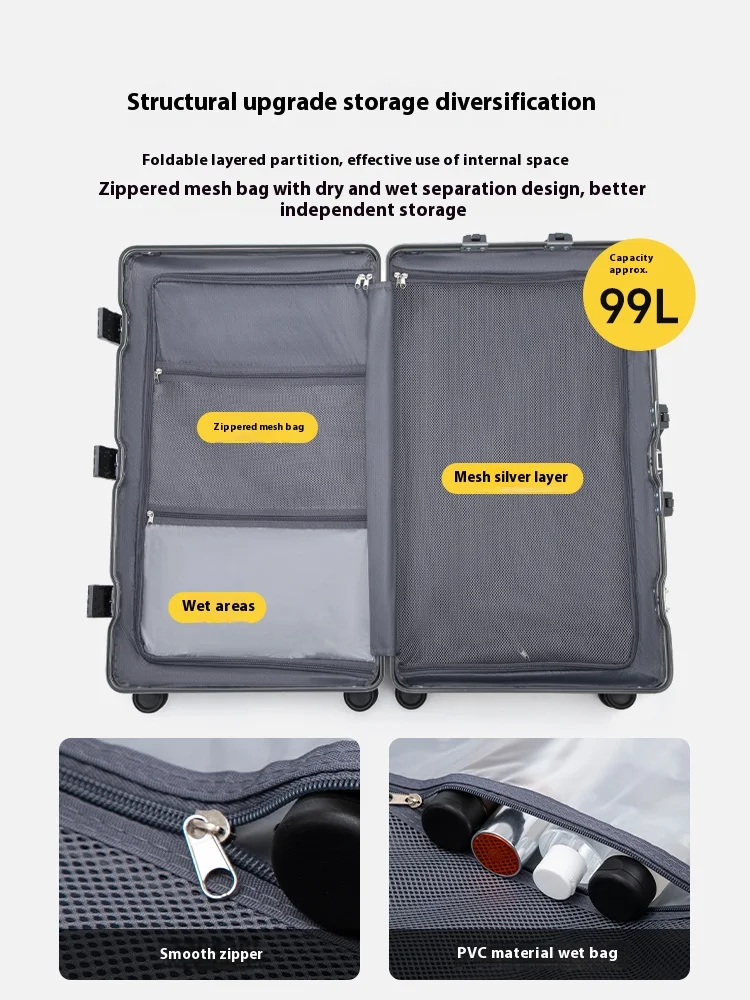 حقيبة حمل على حامل الأمتعة هارد شل المتداول حقيبة سفر مع عجلات دوارة 20 24 26 28 30 بوصة الأمتعة #3