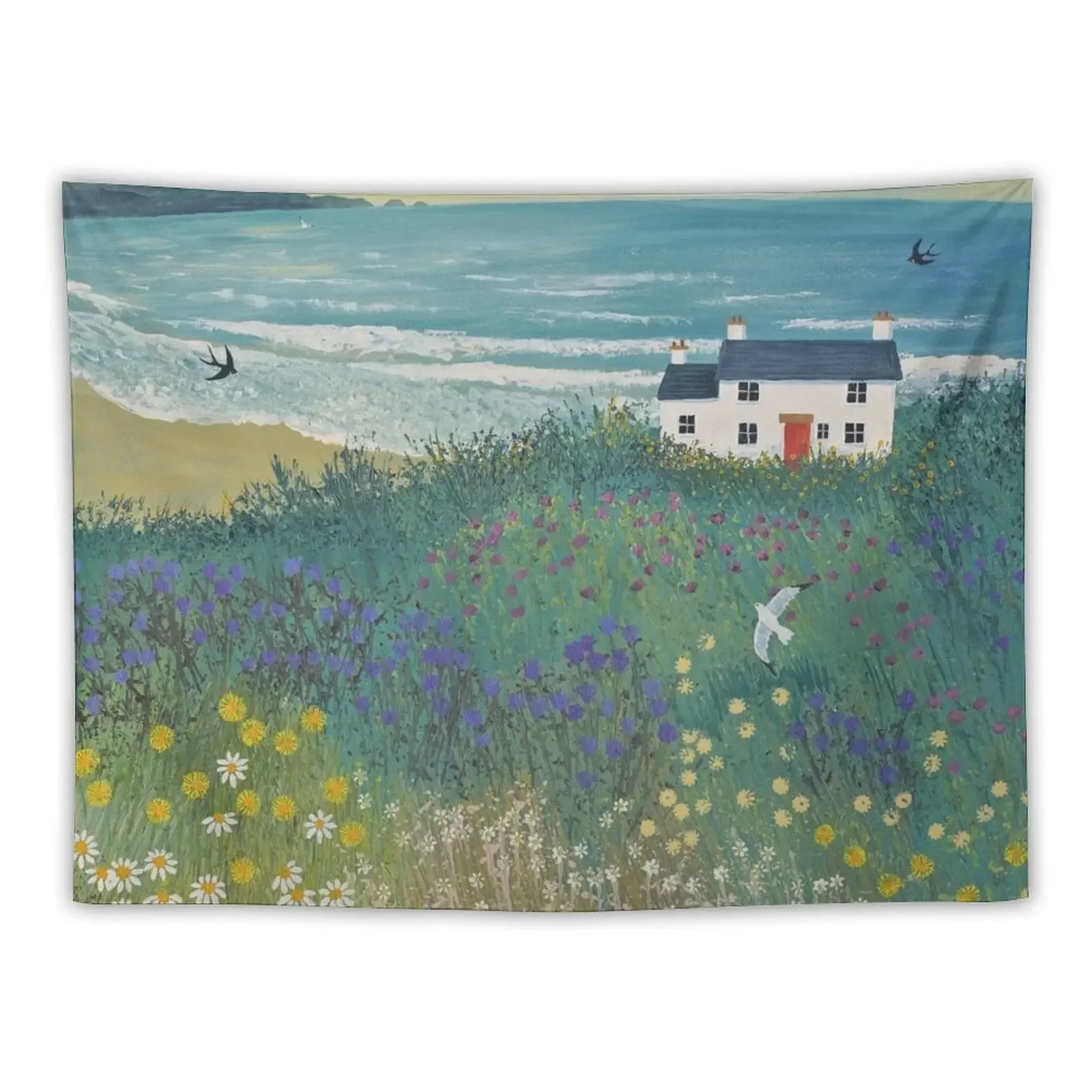 Cottage by Ocean Meadow Tapestry Bed Room Decoration Home Decorations Home Decor Aesthetic Tapestry