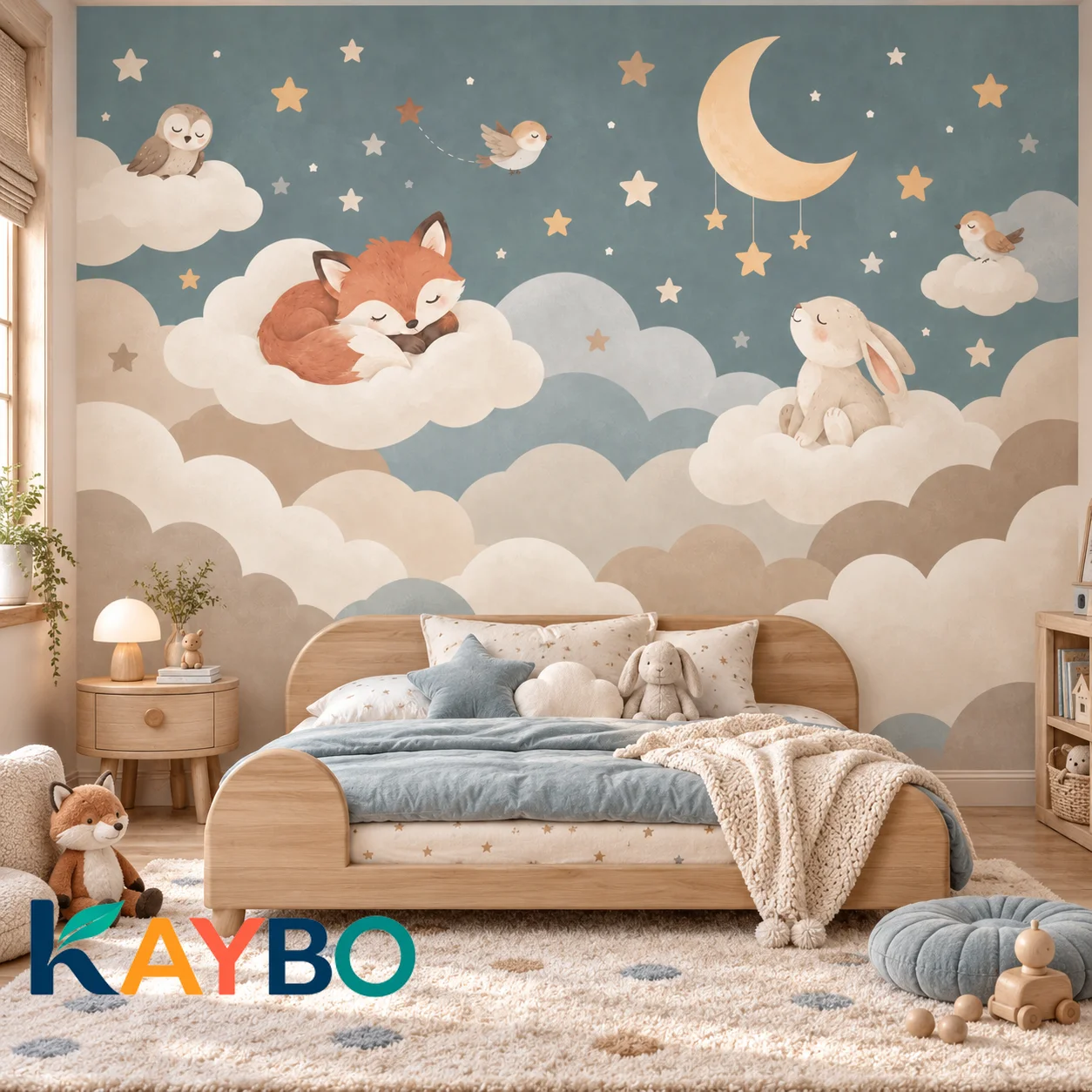 Nursery Wall Mural Fox Bunny M - Baby Nursery Water 评论和价格