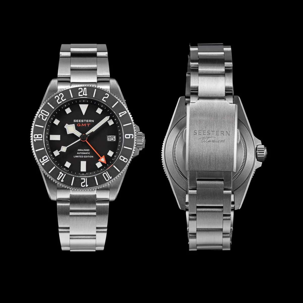 SEESTERN Diver Man นาฬิกาไทเทเนียมอัตโนมัติ GMT นาฬิกาข้อมือ NH34 การเคลื่อนไหว Sapphire คริสตัล 20ATM กันน้ํา Lume S462
