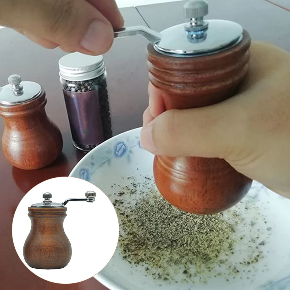 

Grinding Bottle Salt and Pepper Shaker Wooden Hot Peppers Mill Tool Sea Kitchen Masher for Manual