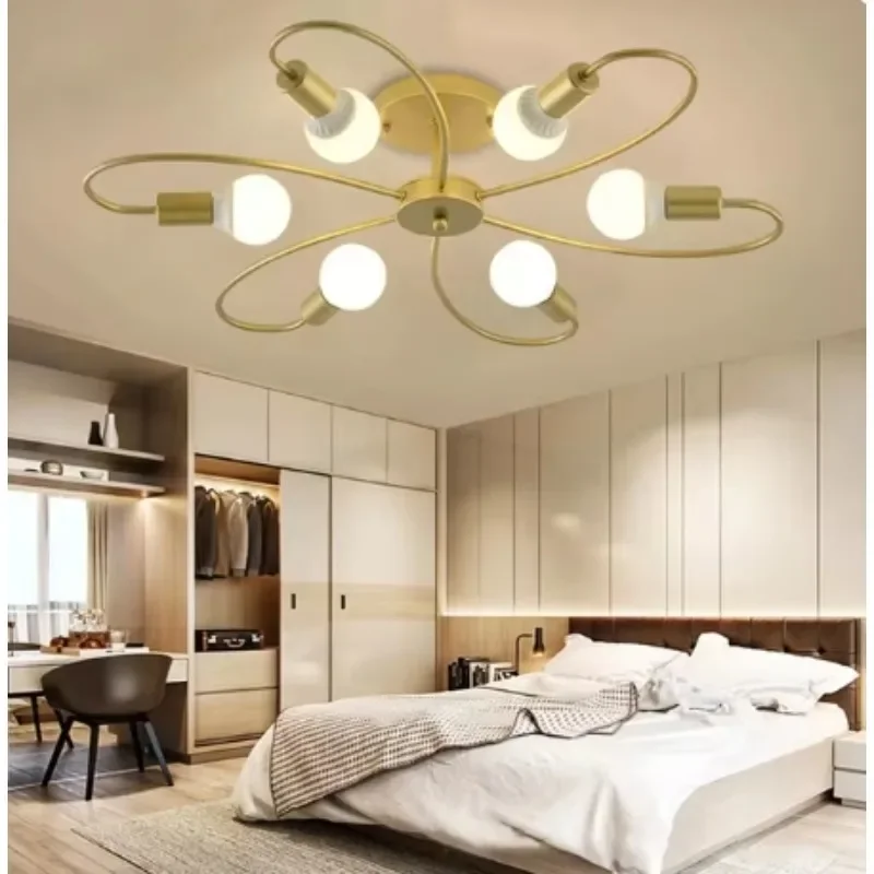 

Creative Golden 6 Heads Design Ceiling Light for Home Decor Iron E27 Modern Style Pendant Light for Room Living Room Lighting