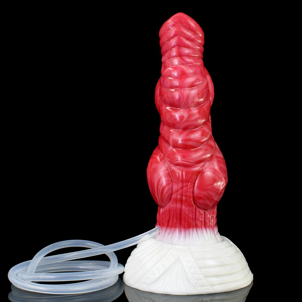 NNSX Ejaculation Dog Dildo with Suction Cup 4 Knots Scale Animal Squirting Penis Fantasy Dick Masturbation Butt Plug Sex Toy