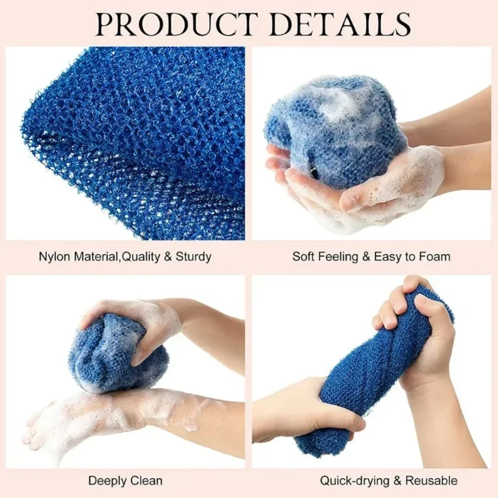 75cm Shower Exfoliating Brush Back Scrubber Bath Sponge Body Scrub Washcloth Long Back Strap Spa Massage Bath Belt Bathing Tools