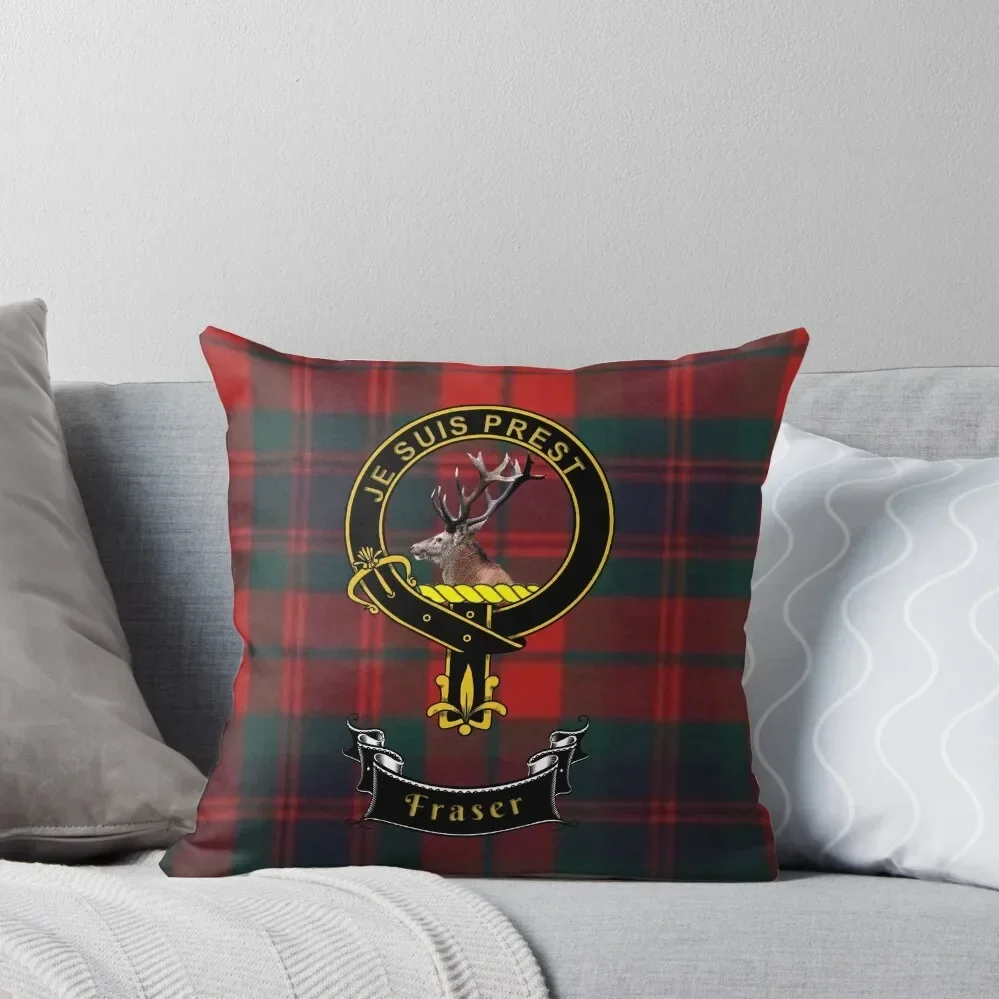 Scottish Fraser Clan Tartan and Crest Throw Pillow christmas cushions covers Decorative Cover For Living Room pillow