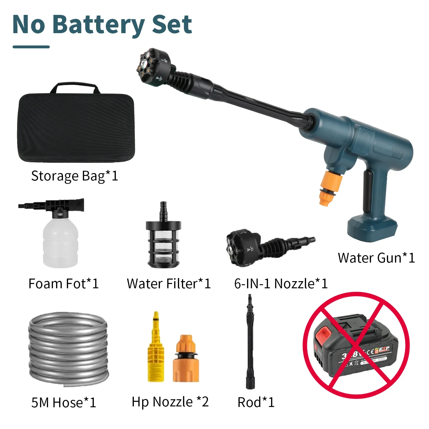 6 in 1 200Bar 3500W High Pressure Cleaner Car Wash Gun Brushless Electric Washer Garden Water Spray Gun for Makita 18V Battery